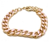 Pink Enamel and Gold Chain Bracelet
