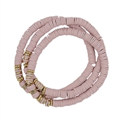Blush Rubber and Gold Set of Three Stretch Bracelets