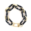 Black and White Color Coated Metal with Gold Link Bracelet