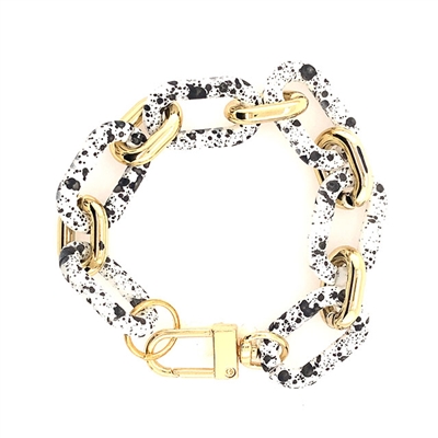White and Black Color Coated Metal with Gold Link Bracelet