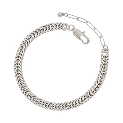Matte Silver Braided Snake Chain Bracelet