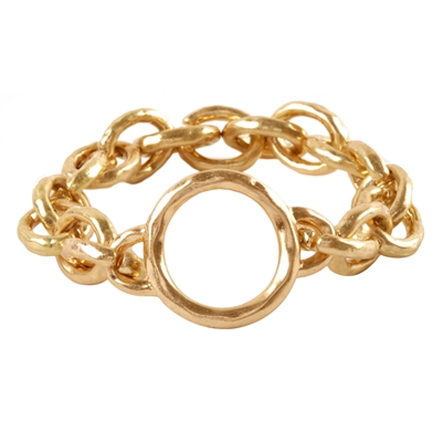 Gold Chain with Gold Circle Stretch Bracelet