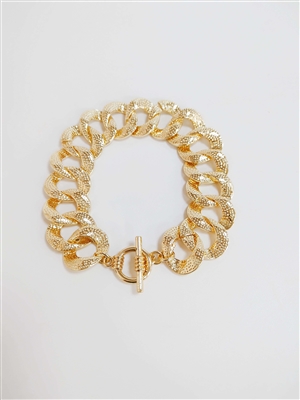 Gold Textured ChainToggle 7.5" Bracelet