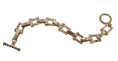 Gold Textured Square Chain Toggle 7.5" Bracelet