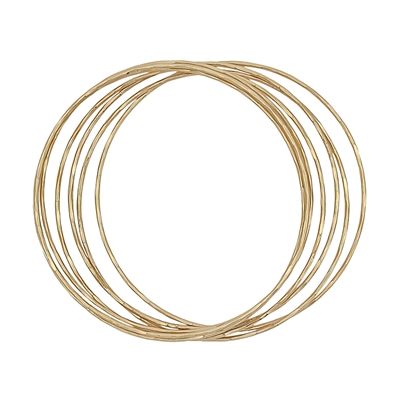 Matte Gold Thin Set of 6 Bangle Bracelets