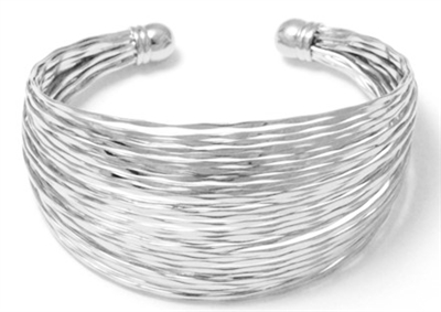 Silver Textured Wired Cuff Bracelet