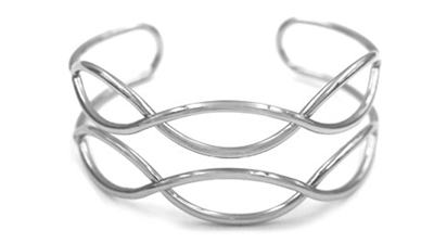 Silver Twisted Layered Cuff Bracelet