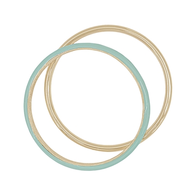 Mint Color Coated Metal and Gold Set of 2 Bangles