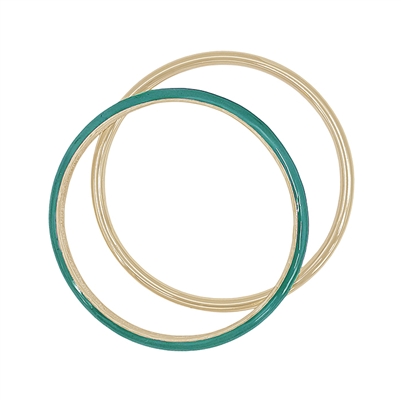Green Color Coated Metal and Gold Set of 2 Bangles