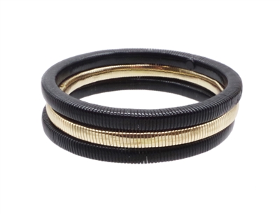Black and Gold Set of 3 Wired Stretch Bracelets, Very Popular