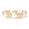 Gold and Silver Watch Band Textured Stretch Bracelet
