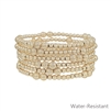 Set of 6 Water Resistant Beaded Textured Stretch Bracelets