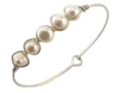 Silver Wire Wrapped Pearl Bracelet