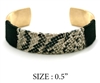 Snake Print with Black Fabric Cuff Bracelet