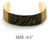 Snake Print with Brown Fabric Cuff Bracelet