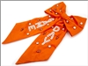 Orange Game Day Bow with White Beaded and Crystal Accents