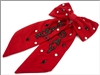 Red Game Day Bow with Black Beaded and Crystal Accents