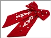 Red Game Day Bow with White Beaded and Crystal Accents
