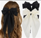 Set of 2 Black and White Silk Hair Bows