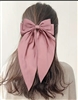 Dusty Rose Pink Silk Long Clip in Hair Bow