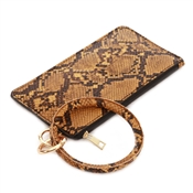 Vegan Leather Mustard Snake Print Key Ring with Wallet Attachment, Best  Seller!