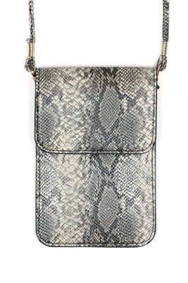 White Snake Print Crossbody with Clear Window for Cell Phone