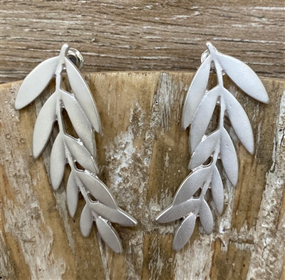 Silver Leaf Stud 1.5" Earring