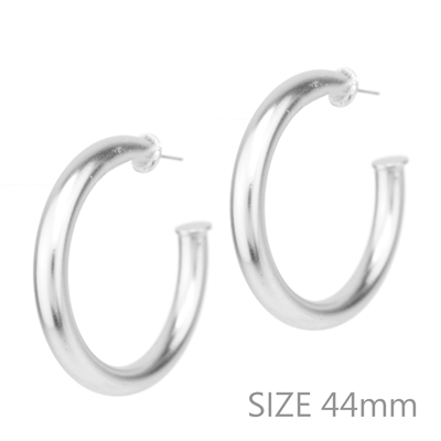 Shiny Silver 1.75" Stud Hoop Earring