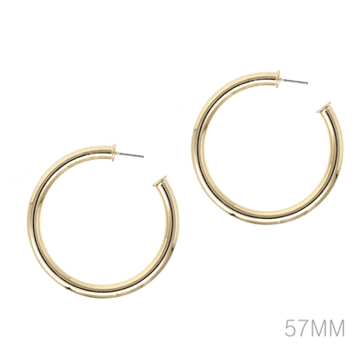 Shiny Gold 2.25" Stud Hoop Earring