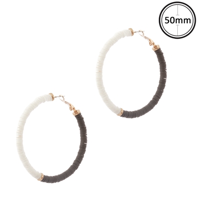 Grey and White Acrylic Colorcoated 2" Hoop Earring