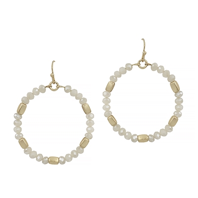 Natural Crystal Hoop with Gold Nugget 1.5" Earring