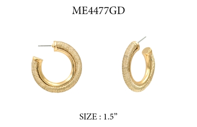 Gold Fabric Textured Hoop 1.5" Earring
