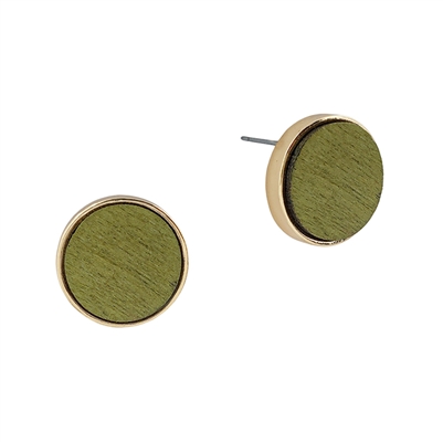 Olive Wood .5" Stud Earring