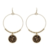 Gold Hoop with Snake Print Circle 2" Earring