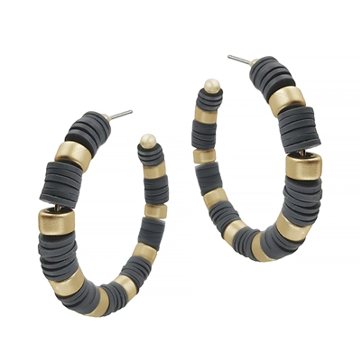 Grey Rubber and Gold 2" Earring!