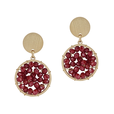 Gold Stud and Marron Crystal Circle 1.25" Earring!
