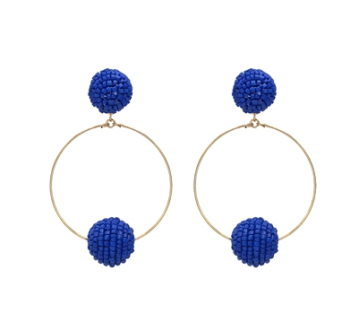 Blue Seed Bead with Ball Drop 2.5" Earring, Game day!