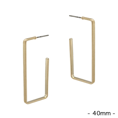 Thin Gold 1.5" Rectangle Stud Earring