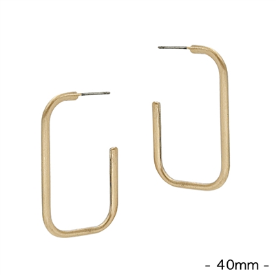 Thin Gold 1.5" Rounded  Rectangle Stud Earring