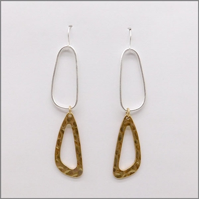 Silver and Gold Two Drop 2" Earring