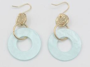 Mint Acrylic and Gold Circle 1.75" Earring