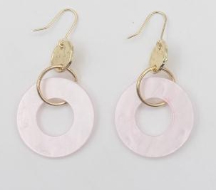 Light Pink Acrylic and Gold Circle 1.75" Earring