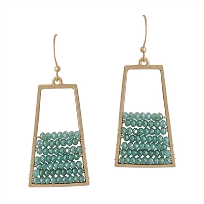 Mint Crystal and Gold Geometric 1.75" Earring
