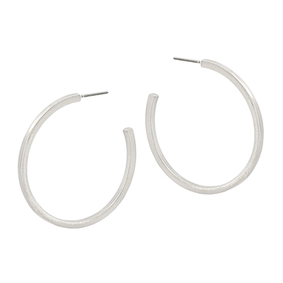 Matte Silver Hoop 1.5" Earring