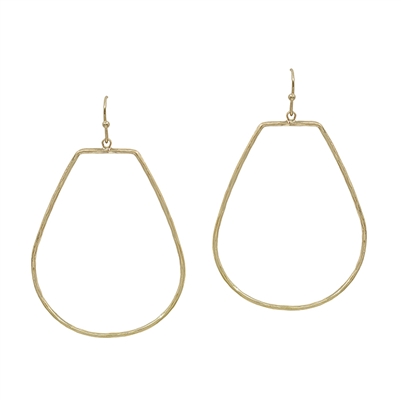 Gold Open Thin Geometric Teardrop 2" Earrings