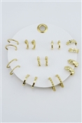Set of 9 Gold Hoops on Leather Card Earring Set