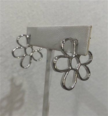 Silver Flower Hoop .75" Earring