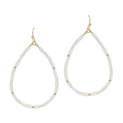 White Squared Crystal Teardrop 2" Earring