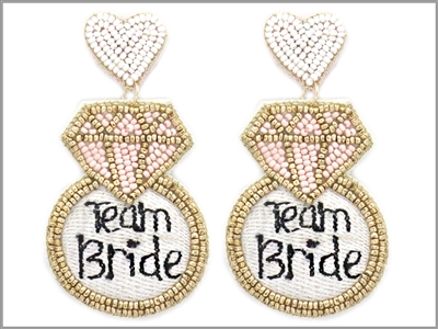 Seed Bead Team Bride Diamond 2.5" Earring