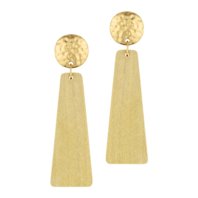 Natural Wood and Gold Accent 2" Bar Earring